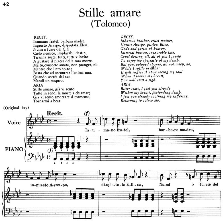 Stille amare, Recitative and Aria for Contralto in...
