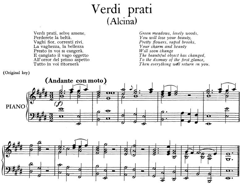Verdi prati, Aria for Contralto in E Major. Low Vo...