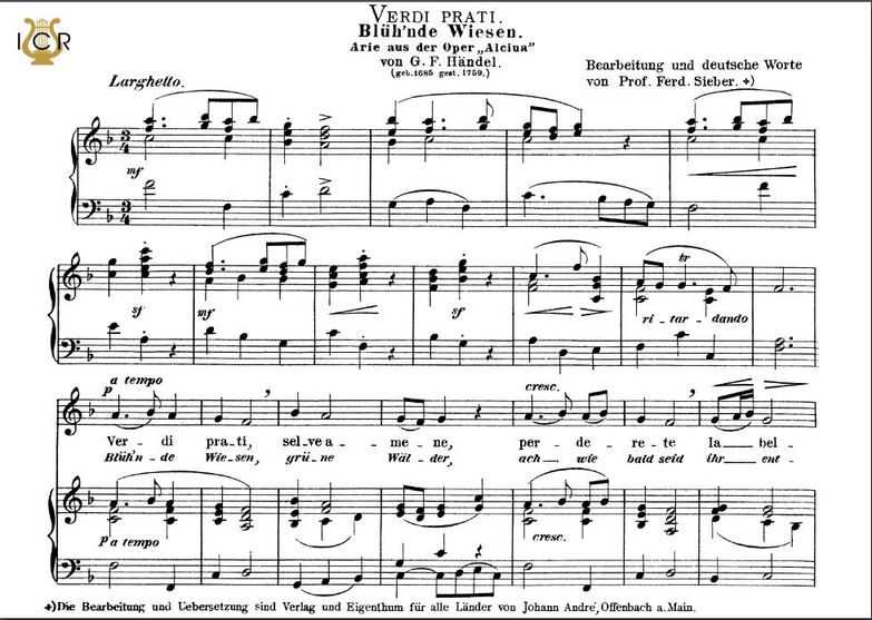 Verdi prati, Hohe Stimme F-Dur, G.F.Händel. Für So...