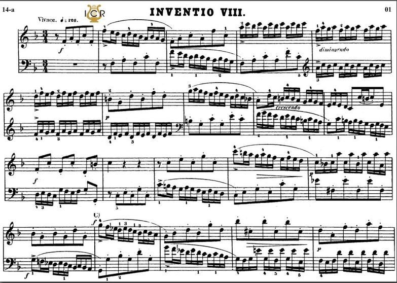 Invention No.8 in F Major BWV 779, J.S. Bach. Bisc...