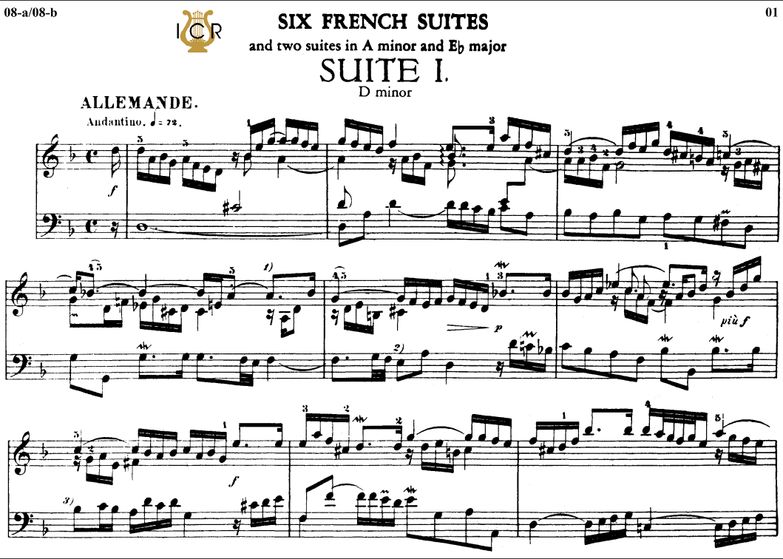 French Suite No.1 in D minor BWV 812, J.S.Bach, Bi...