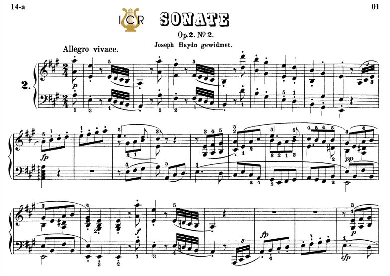 Piano Sonata No.2, Op.2 No.2 in A Major, L.V. Beet...