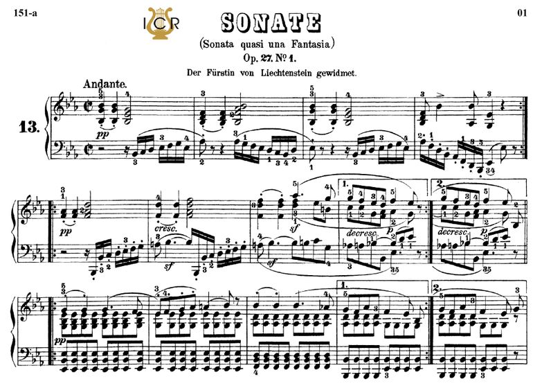 Piano Sonata No.13, Op.27 No.1 in E-Flat Major, L....