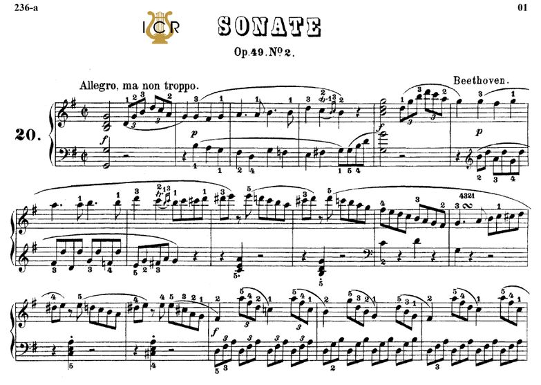 Piano Sonata No.20, Op.49 No.2 in G Major, L.V.Bee...