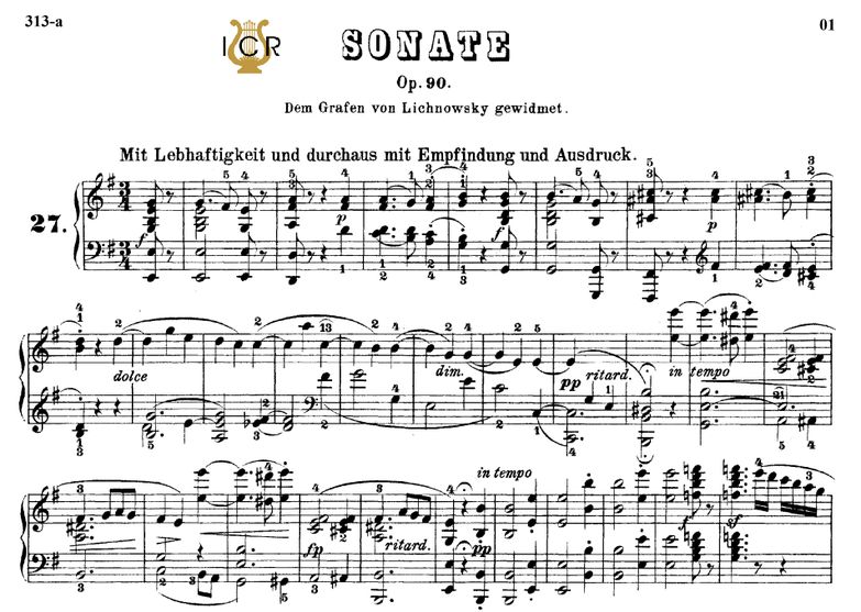 Piano Sonata No.27, Op.90 in E minor L.V.Beethoven...