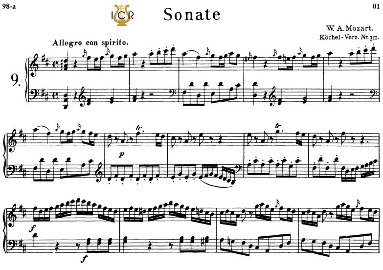 Piano Sonata No.9, K.311 in D Major, W.A Mozart, B...