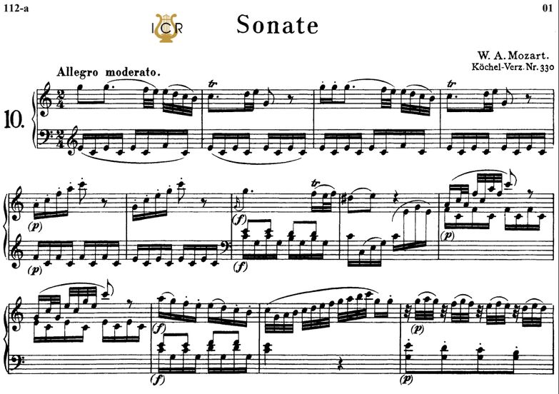 Piano Sonata No.10, K.330 in C Major, W.A Mozart, ...