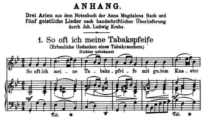 So oft ich meine Tabakspfeife BWV 515, High Voice ...