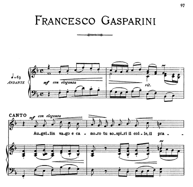 Augellin vago e canoro, Medium Voice in G Minor, F...