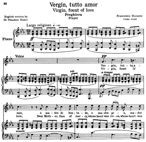 vergin tutto amor medium voice in c minor f durante for soprano vergin tutto amor sheet music