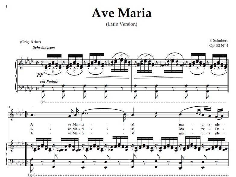 Ave Maria, D. 839 Transposition in A Flat Major (S...