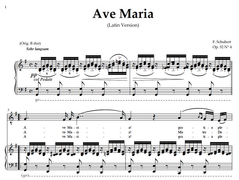 Ave Maria, D. 839; Transposition in G Major (Barit...