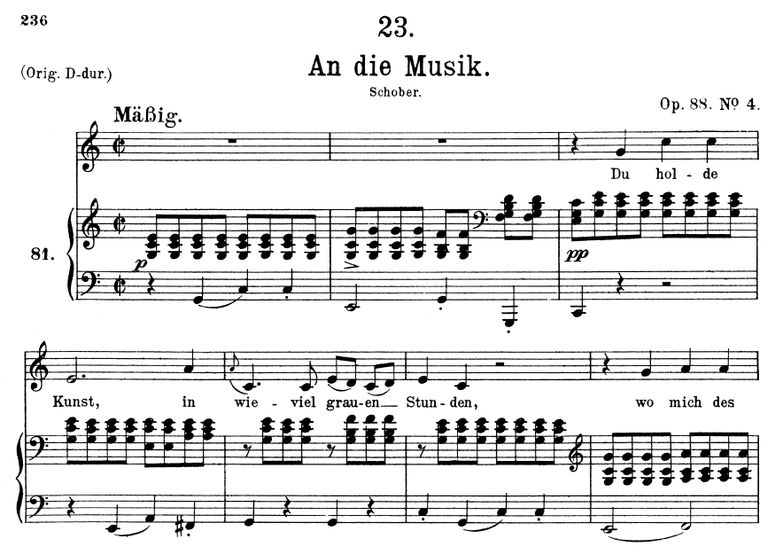 An die Musik D.547 in C Major. F. Schubert. Vol I....