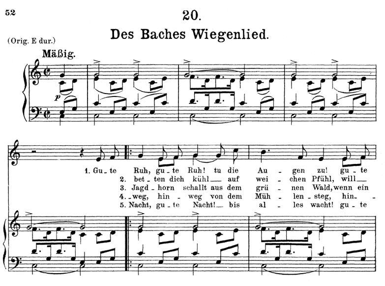 Des Baches Wiegenlied, D.795-20 in C Major. F. Sch...