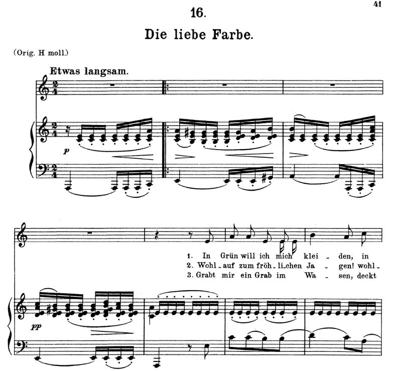 Die liebe Farbe D.795-16 in A Minor. F. Schubert. ...