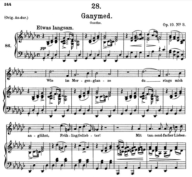 Ganymed D.544 in G Flat Major. F. Schubert. Vol I....