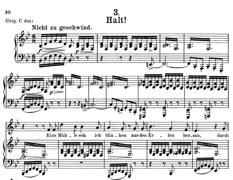 Halt! D.795-3 in B Flat Major. F. Schubert. Vol I....
