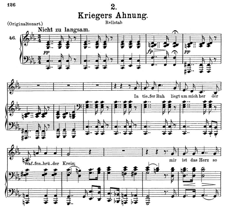 Kriegers Ahnung, D.957-2 in C Minor. F. Schubert. ...