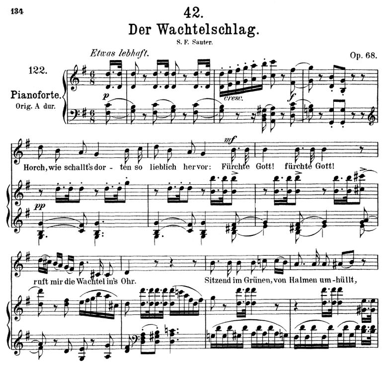 Der Wachtelschlag D.742 in G Major, F. Schubert. V...