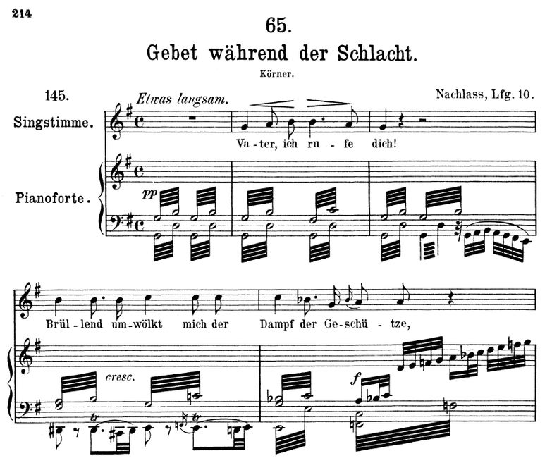 Gebet wâhrend der Schlacht D.171. F. Schubert. Vol...