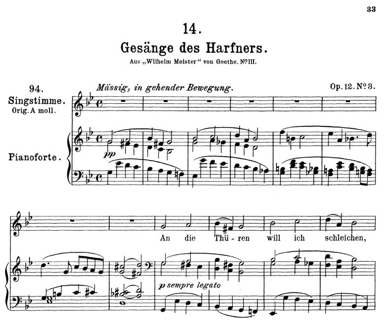 Gesänge des Harfners D.478-3 in G Minor. F. Schube...