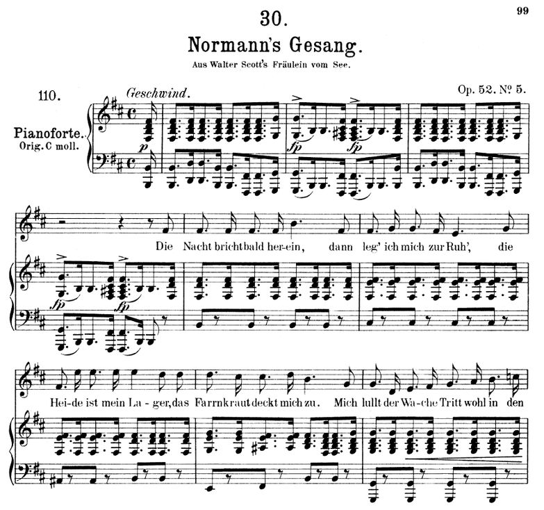 Normanns gesang D.846 in B Minor. F. Schubert. Vol...