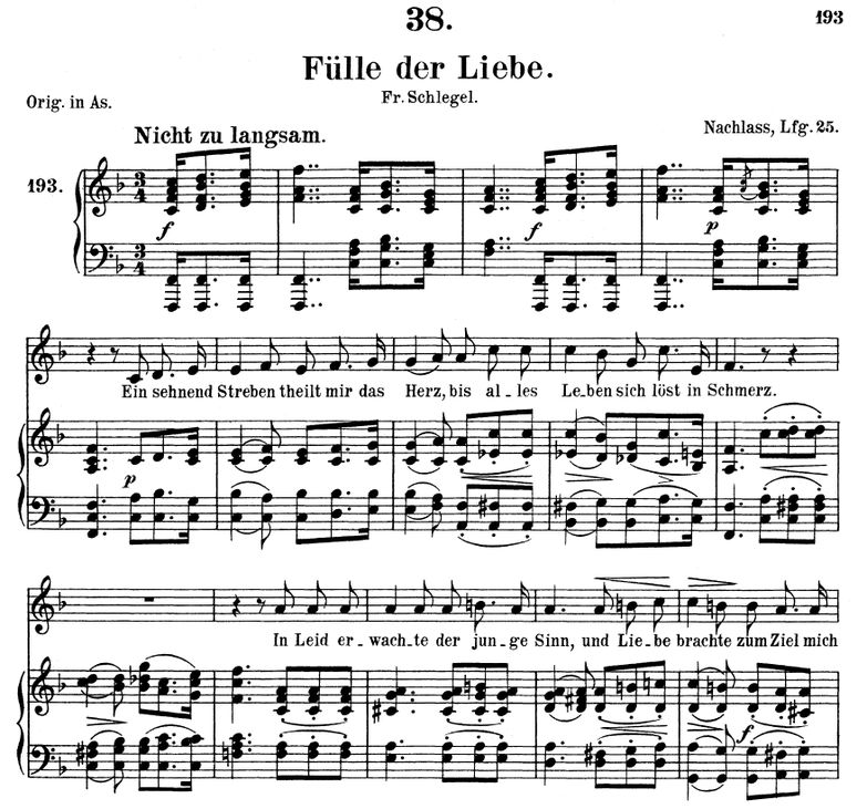 Fülle der Liebe D.854 in F Major. F. Schubert. Vol...