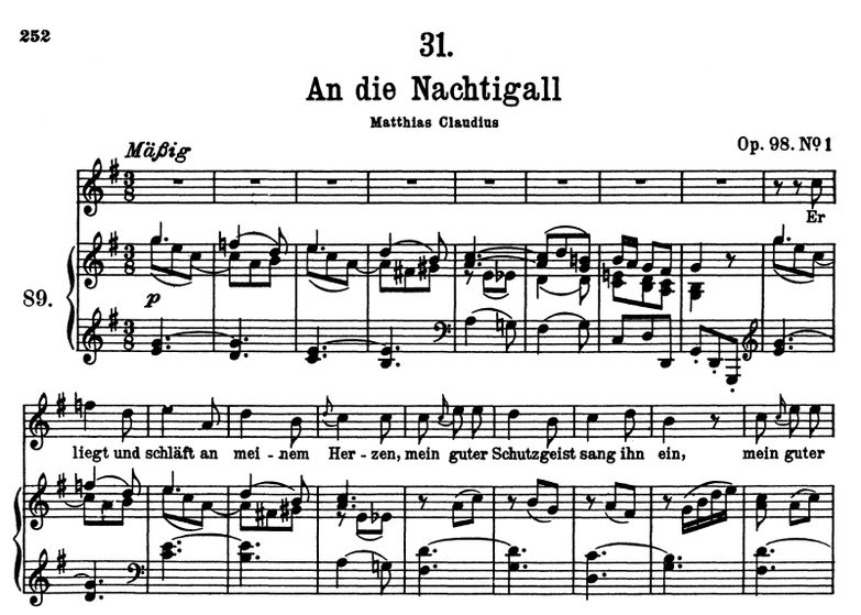An die Nachtigall, D.497, G Dur, F. Schubert. Band...