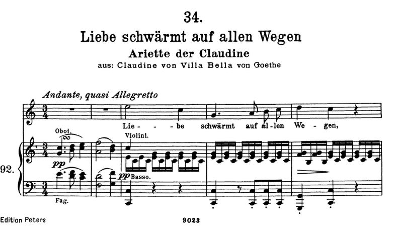 Arietta der Claudine D.239-6, C Dur, F. Schubert. ...