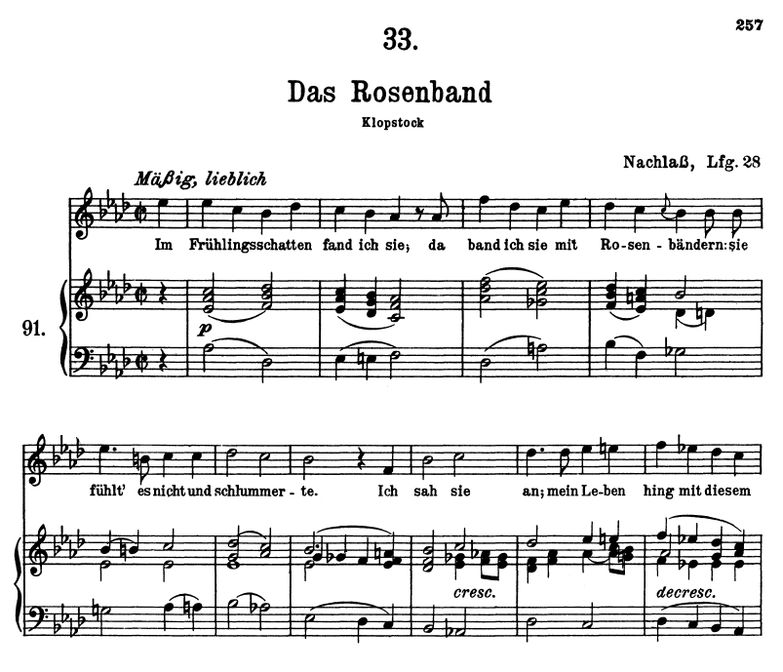 Das Rosenband D.280 G Dur. F. Schubert. Band I. Pe...