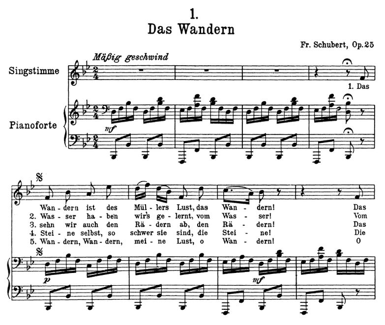 Das Wandern D.795-1 B Dur. F. Schubert (Die Schöne...