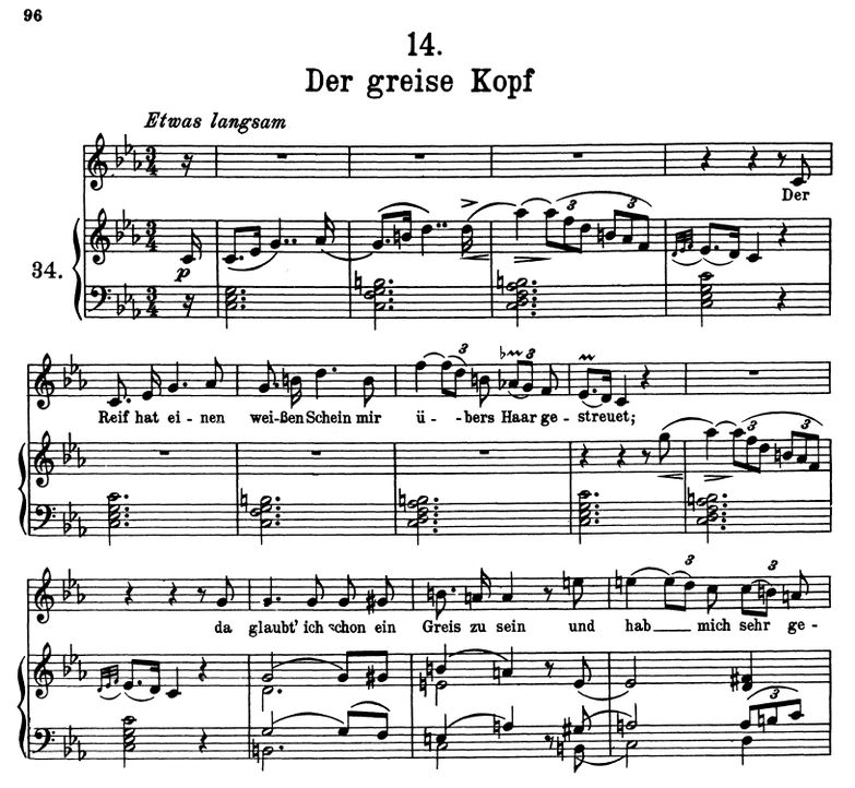 Der greise Kopf D.911-14 C Moll. F. Schubert. Band...