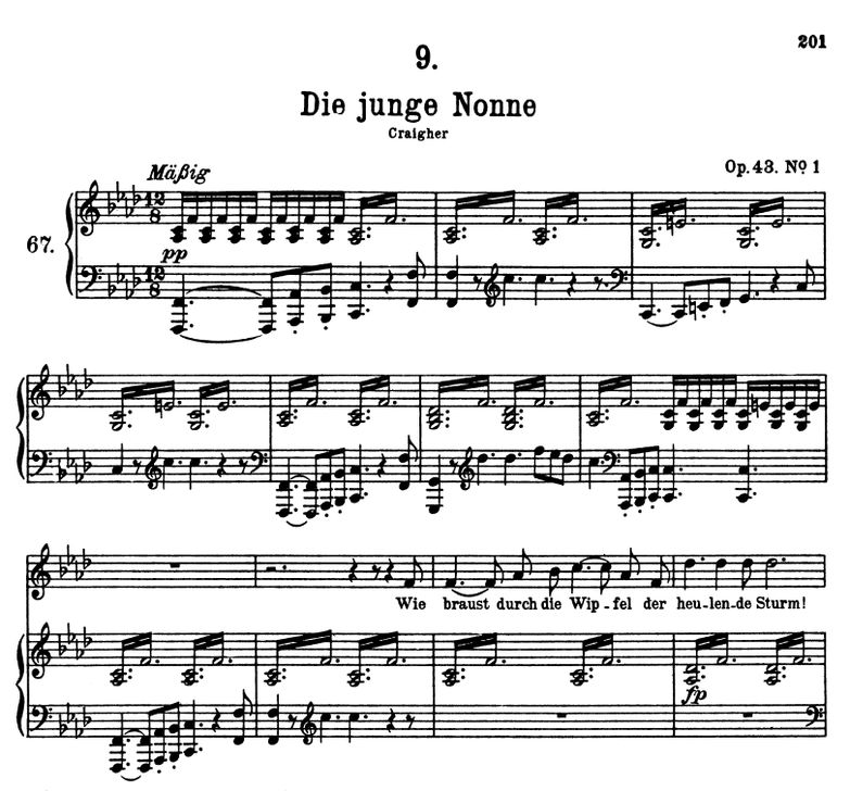 Die junge Nonne D.828 F Moll, F. Schubert. Band I....
