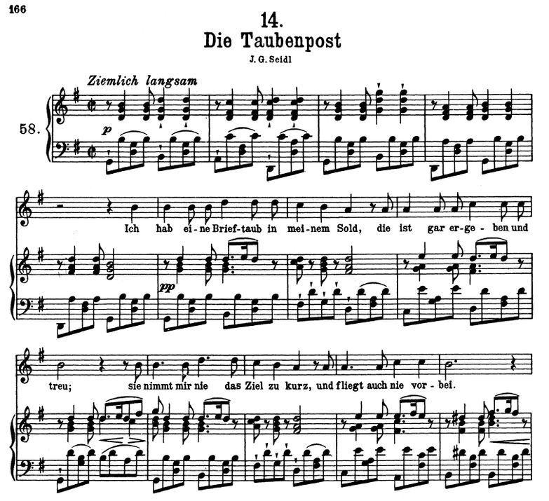 Die Taubenpost D.957-14 G Dur, F. Schubert. Band I...