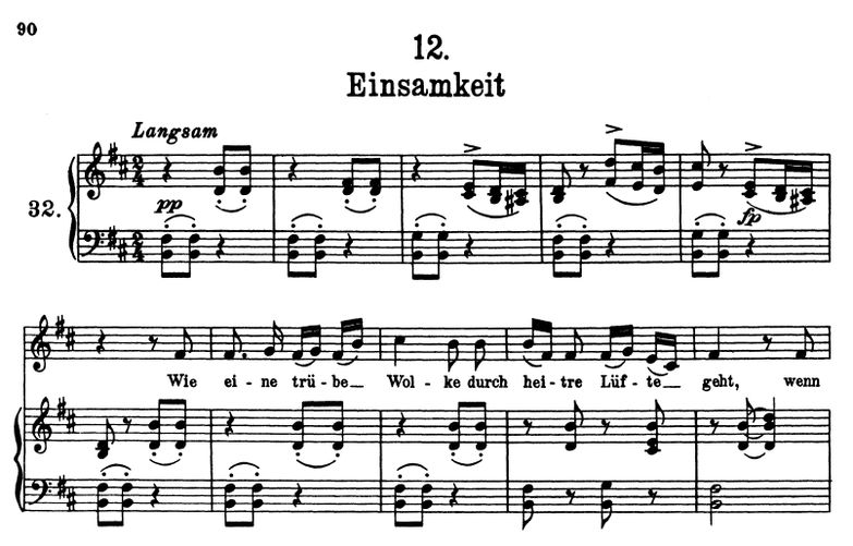 Einsamkeit D.911-12 H Moll, F. Schubert. Band I. P...