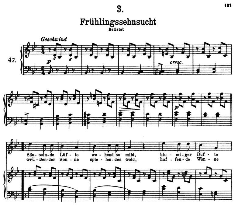 Frühlingssehnsucht D.957-3 B Dur, F. Schubert. Ban...