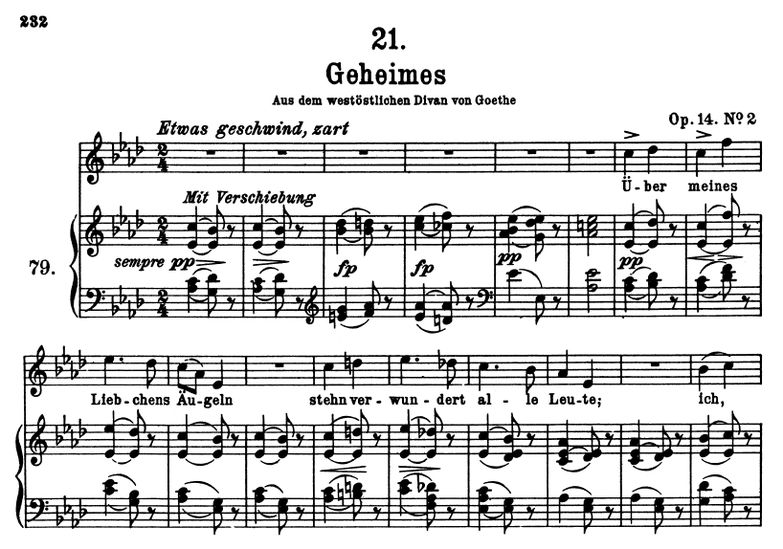 Geheimes D.719 As-Dur, F. Schubert. Band I. Peters...