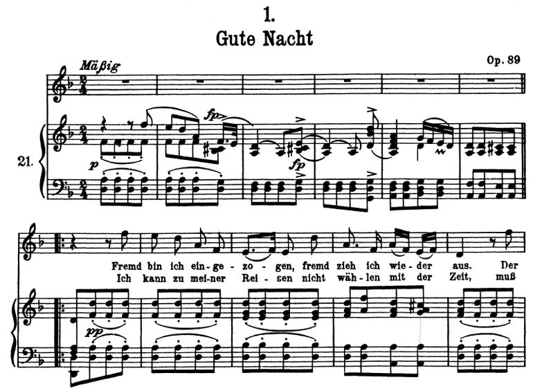 Gute Nacht D.911-1 D Moll, F. Schubert (Winterreis...
