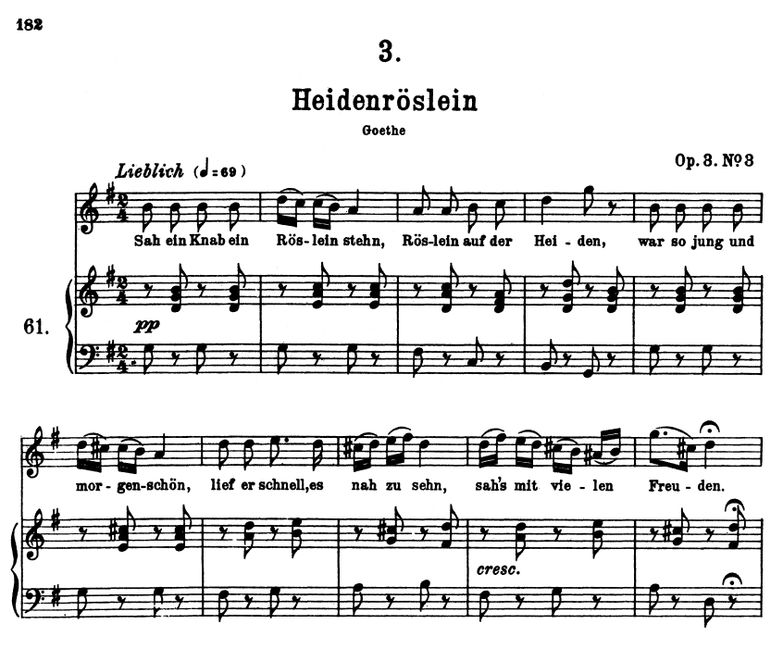 Heidenröslein D.257 G Dur, F. Schubert. Band I. Pe...