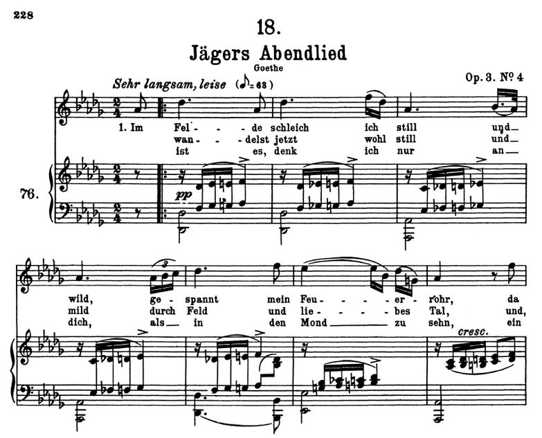 Jägers Abendlied D.368 Des-Dur, F. Schubert. Band ...