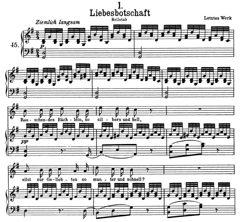 Liebesbotschaft D.957-1 in G, Dur, F. Schubert. Ba...
