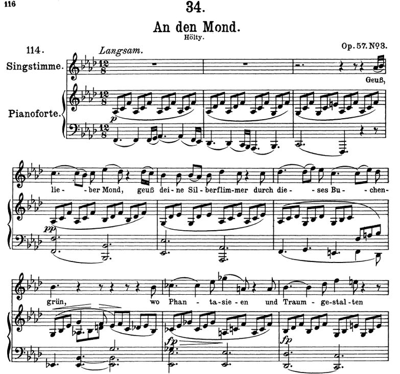 An den Mond D.193, F Moll, F. Schubert. Band I. Pe...
