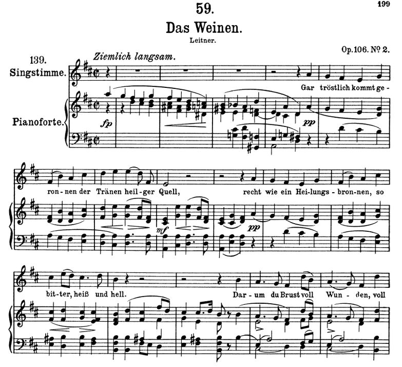 Das Weinen D.926 in D Dur, F. Schubert. Band I. Pe...