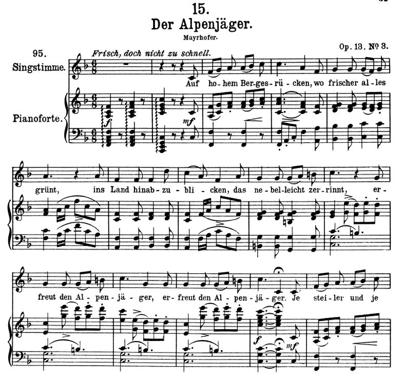Der Alpenjäger D.524  F Dur, F. Schubert. Band I. ...