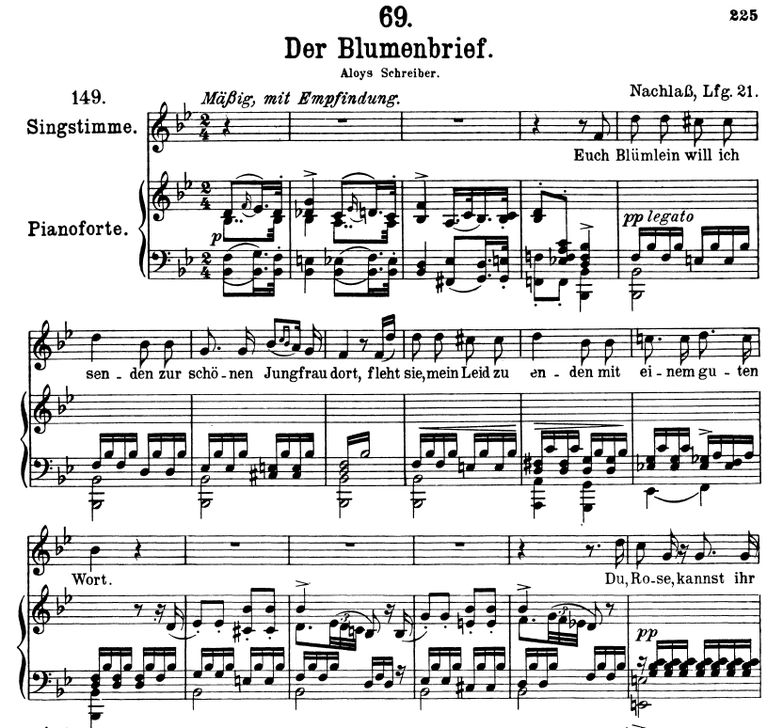 Der Blumenbrief D.622 B Dur, F. Schubert. Band I. ...