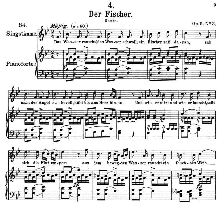 Der Fischer D.225 in B Dur, F. Schubert. Band I. P...
