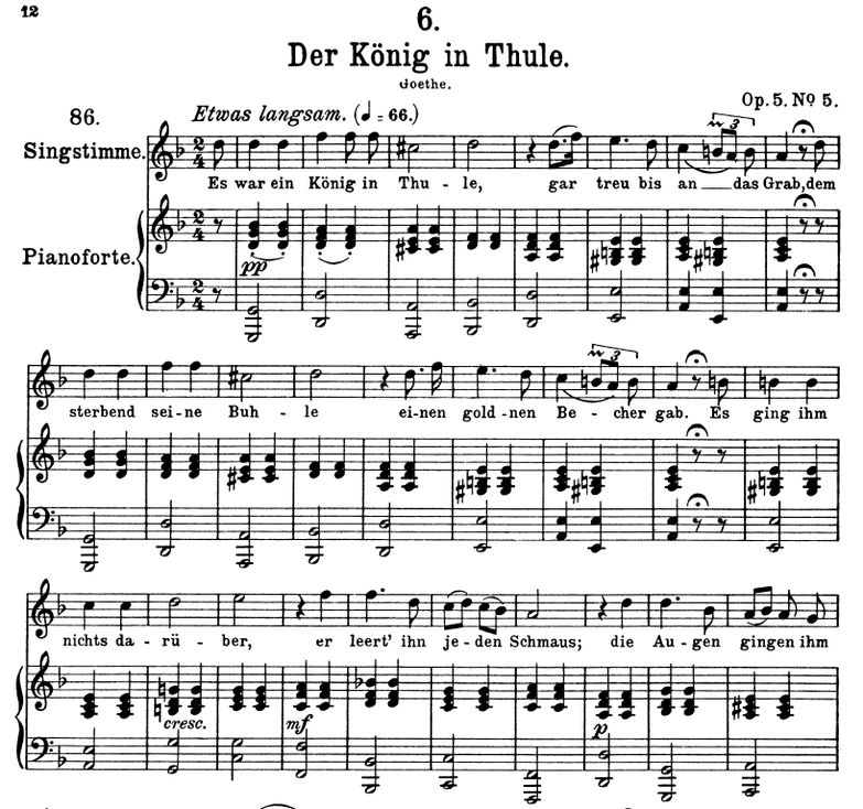 Der könig in Thule D.367 D Moll, F. Schubert. Band...