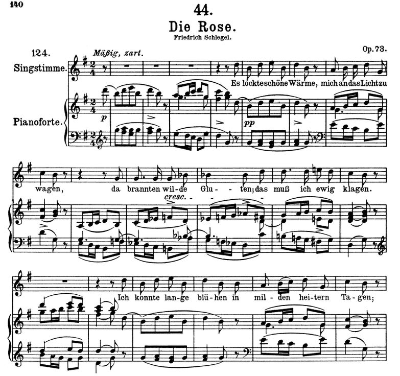 Die Rose D.745 G Dur, F. Schubert. Band I. Peters ...