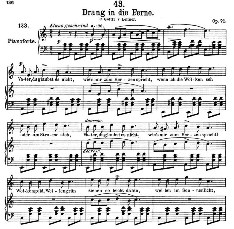 Drang in die Ferne D.770 A Moll, F. Schubert. Band...