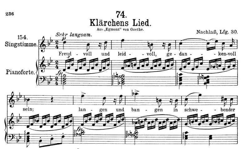 Klärchen's Lied D.210 B Dur, F. Schubert. Band II....